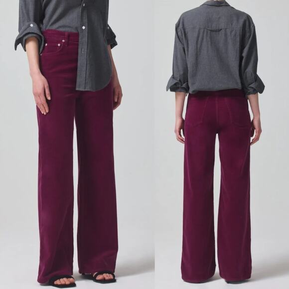 New $240 CITIZENS OF HUMANITY Paloma Corduroy Pants Wide Leg Baggy Red Hippie - Picture 13 of 13